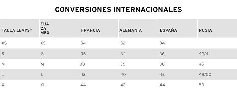 conversion tallaje camisetas mujer